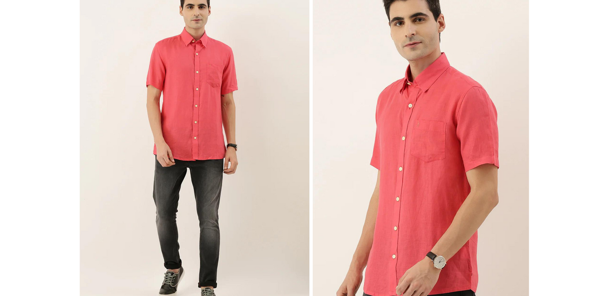 Men's 100% European Linen Short Sleeve Shirt