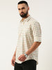 Beige & Red Opaque Checked Casual Shirt