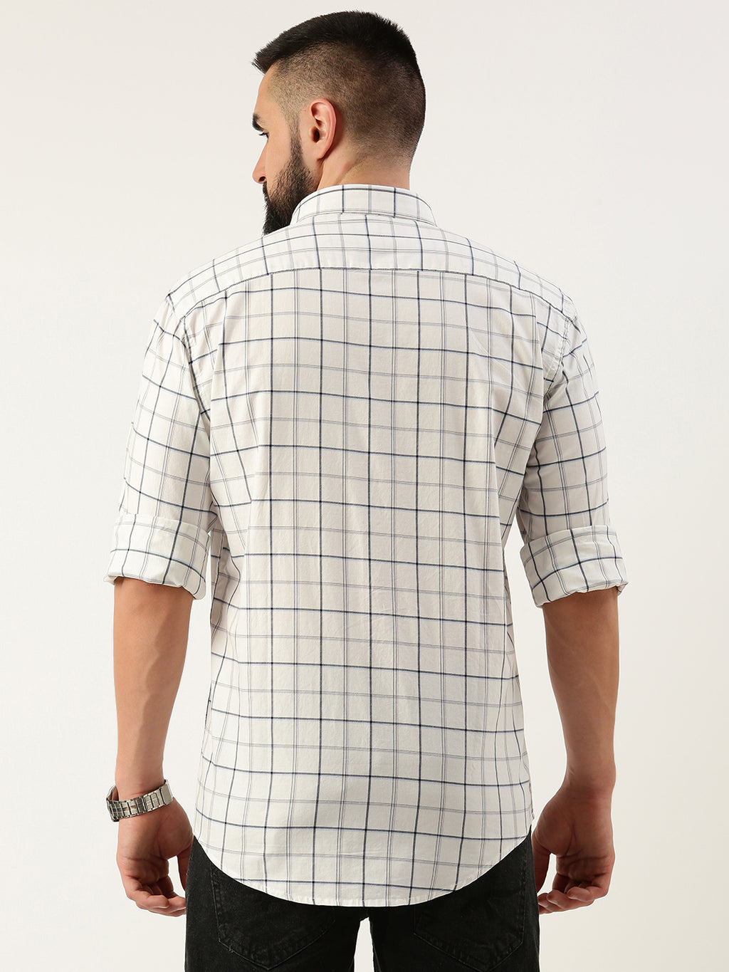 White & Black checked opaque Casual shirt