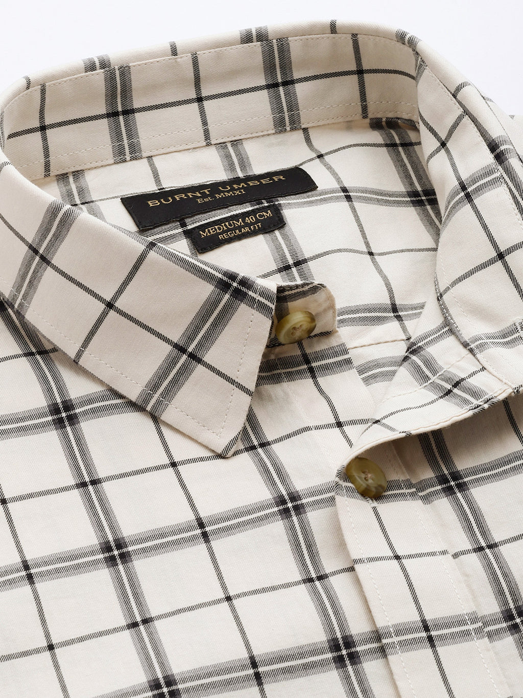 Beige Checked Casual Shirt