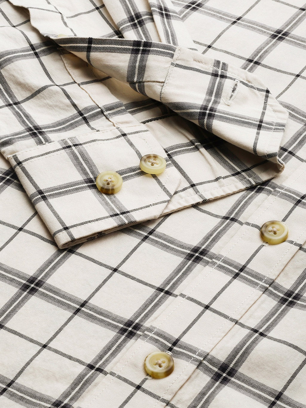 Beige Checked Casual Shirt