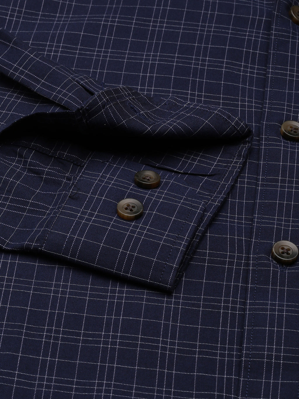 Blue Opaque Checked Casual Shirt