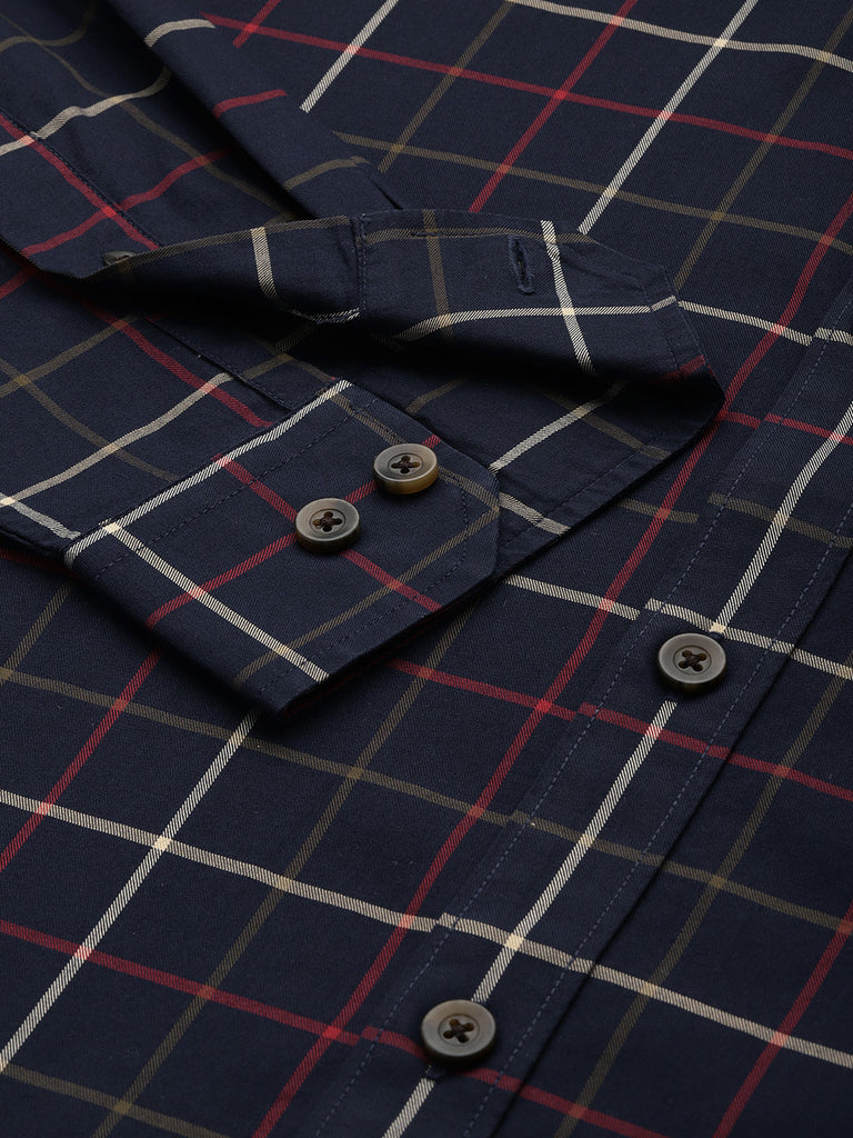 Blue Classic Opaque Checked Casual Shirt