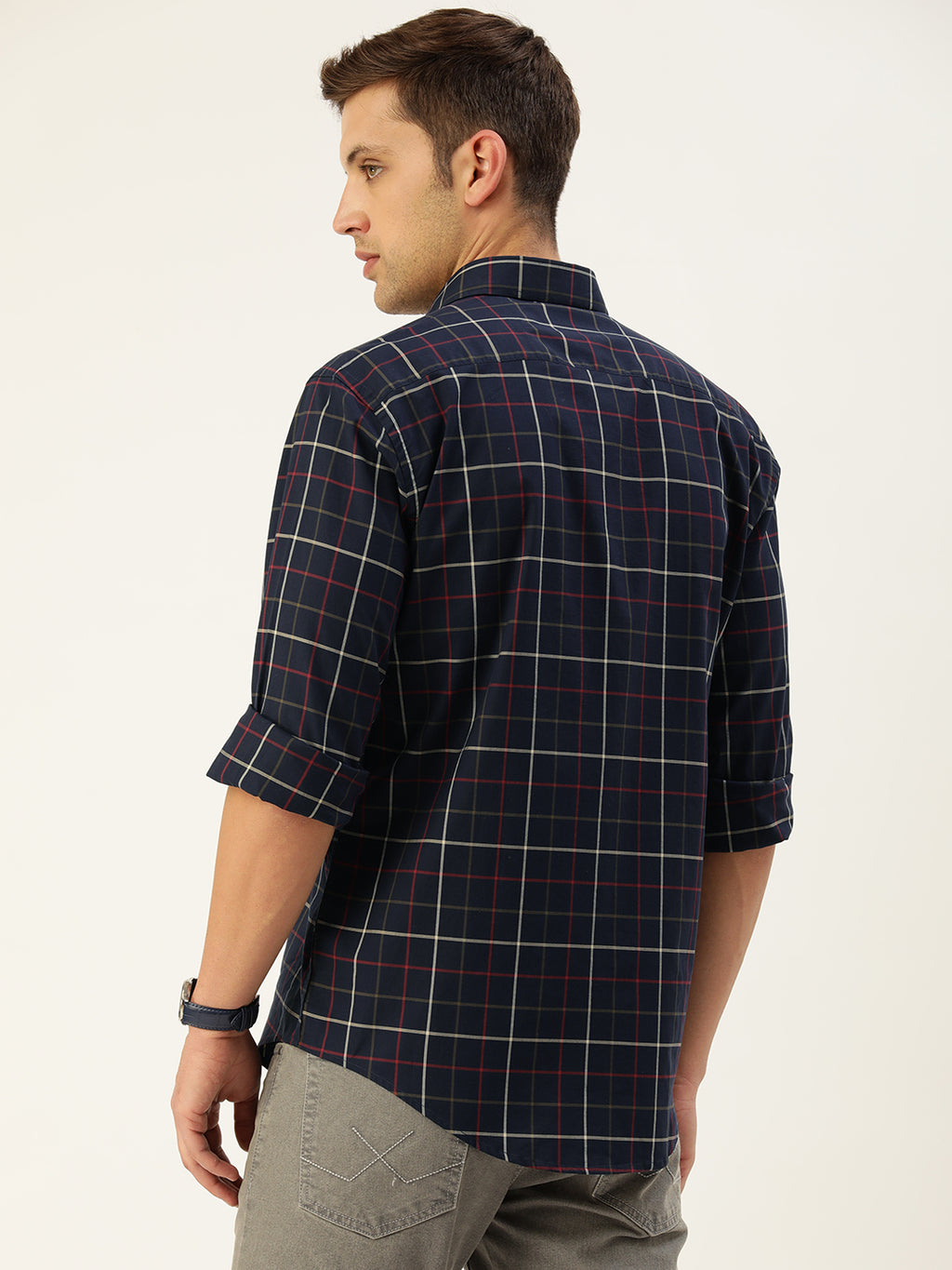 Blue Classic Opaque Checked Casual Shirt