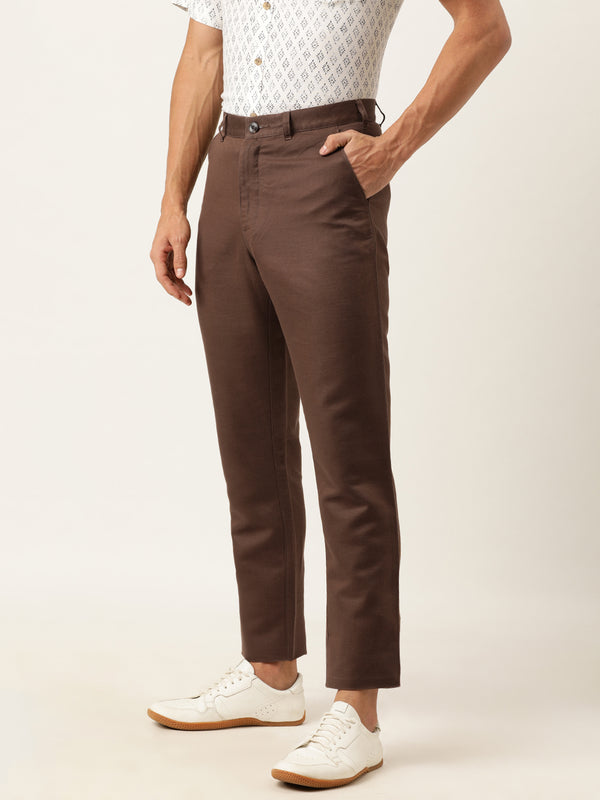 Buy Next Look Men Brown Slim Fit Self Design Formal Trousers  Trousers for  Men 7741213  Myntra
